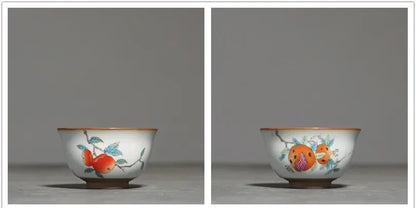 2Pcs/lot Chinese Ru Kiln Ceramic Teacup Hand Painted Boutique Tea Bowl Retro Handmade Tea Set Drinkware Personal Single Cup