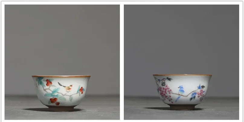 2Pcs/lot Chinese Ru Kiln Ceramic Teacup Hand Painted Boutique Tea Bowl Retro Handmade Tea Set Drinkware Personal Single Cup