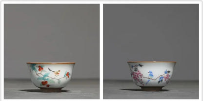 2Pcs/lot Chinese Ru Kiln Ceramic Teacup Hand Painted Boutique Tea Bowl Retro Handmade Tea Set Drinkware Personal Single Cup