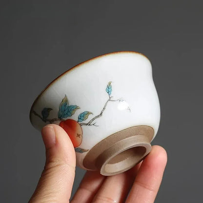 2Pcs/lot Chinese Ru Kiln Ceramic Teacup Hand Painted Boutique Tea Bowl Retro Handmade Tea Set Drinkware Personal Single Cup