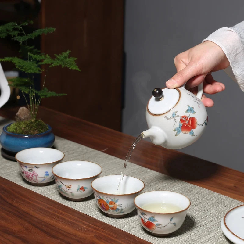 2Pcs/lot Chinese Ru Kiln Ceramic Teacup Hand Painted Boutique Tea Bowl Retro Handmade Tea Set Drinkware Personal Single Cup