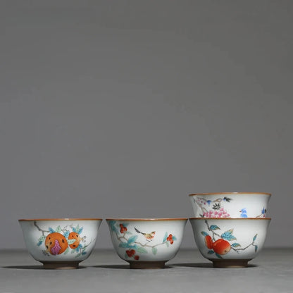 2Pcs/lot Chinese Ru Kiln Ceramic Teacup Hand Painted Boutique Tea Bowl Retro Handmade Tea Set Drinkware Personal Single Cup