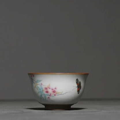 2Pcs/lot Chinese Ru Kiln Ceramic Teacup Hand Painted Boutique Tea Bowl Retro Handmade Tea Set Drinkware Personal Single Cup