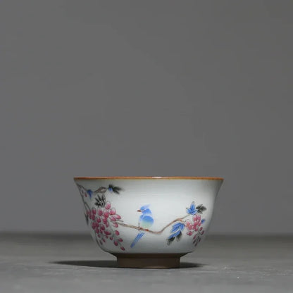 2Pcs/lot Chinese Ru Kiln Ceramic Teacup Hand Painted Boutique Tea Bowl Retro Handmade Tea Set Drinkware Personal Single Cup