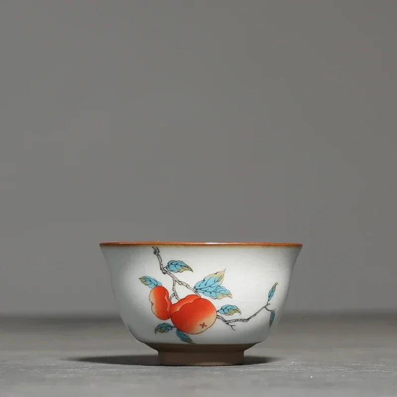 2Pcs/lot Chinese Ru Kiln Ceramic Teacup Hand Painted Boutique Tea Bowl Retro Handmade Tea Set Drinkware Personal Single Cup