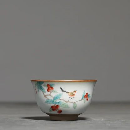 2Pcs/lot Chinese Ru Kiln Ceramic Teacup Hand Painted Boutique Tea Bowl Retro Handmade Tea Set Drinkware Personal Single Cup