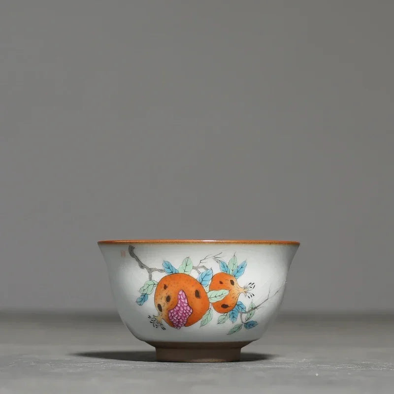 2Pcs/lot Chinese Ru Kiln Ceramic Teacup Hand Painted Boutique Tea Bowl Retro Handmade Tea Set Drinkware Personal Single Cup