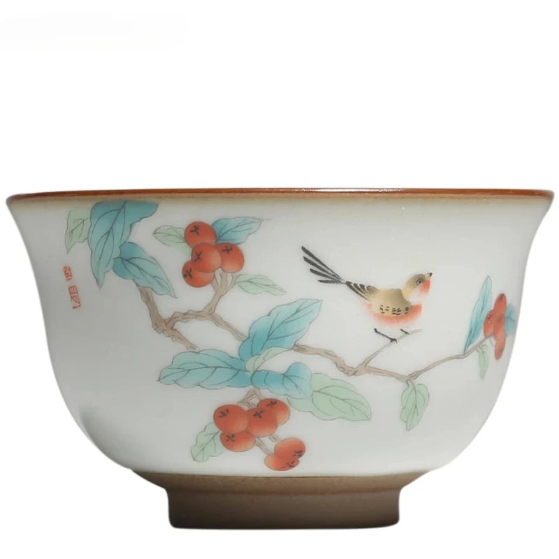 2Pcs/lot Chinese Ru Kiln Ceramic Teacup Hand Painted Boutique Tea Bowl Retro Handmade Tea Set Drinkware Personal Single Cup
