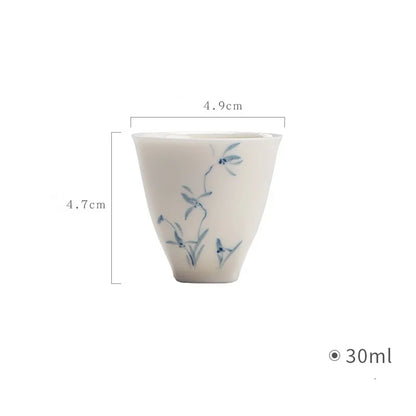 2Pcs/lot Hand Painted Orchid White Chinese Cups Ceramic Beautiful Tea Cup Set Teaware Mugs For Tea Ceremony Teacup