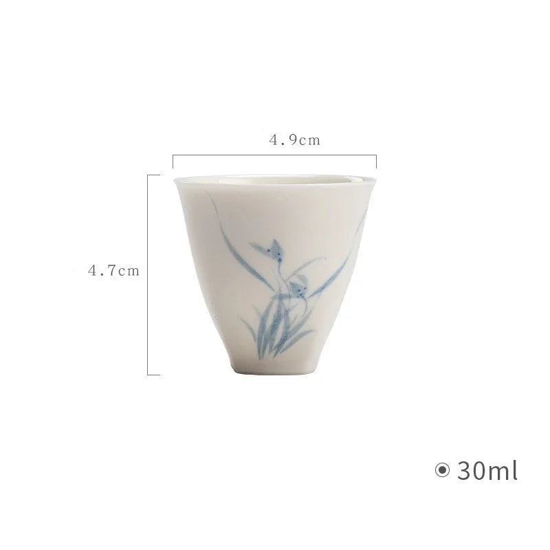 2Pcs/lot Hand Painted Orchid White Chinese Cups Ceramic Beautiful Tea Cup Set Teaware Mugs For Tea Ceremony Teacup