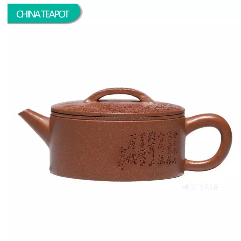 High-end Yixing Purple Clay Teapots Famous Large Caliber Handmade Landscape Pattern Tea Pot Beauty Kettle Chinese Zisha Tea Set