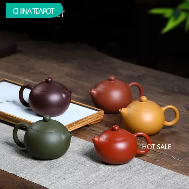200ml Yixing Purple Clay Teapot High-end Handmade Xishi Tea Pot Ball Hole Filter Kettle Chinese Zisha Tea Set Collection Gifts