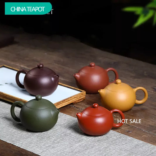 200ml Yixing Purple Clay Teapot High-end Handmade Xishi Tea Pot Ball Hole Filter Kettle Chinese Zisha Tea Set Collection Gifts