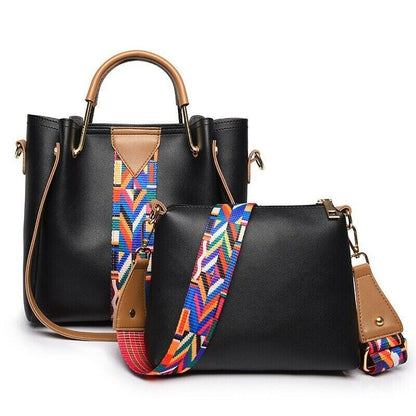 2Pc Set Women Leather Handbag And Purse Luxury Shoulder Messenger Crossbody Bag