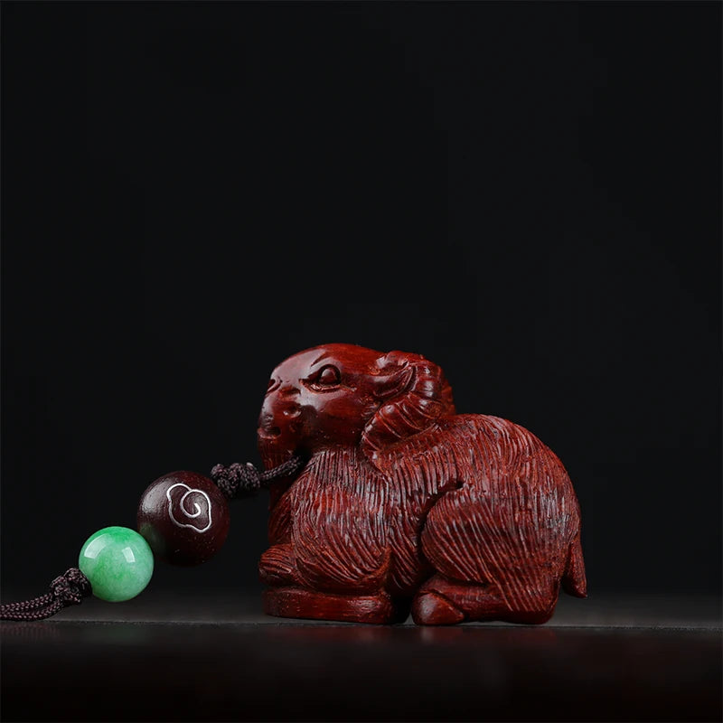 2cm Lobular Rosewood Pendant Myth Historical Traditional Chinese Chinese Zodiac Sheep Pendant Car Hanging Bag Pendant Home Decor