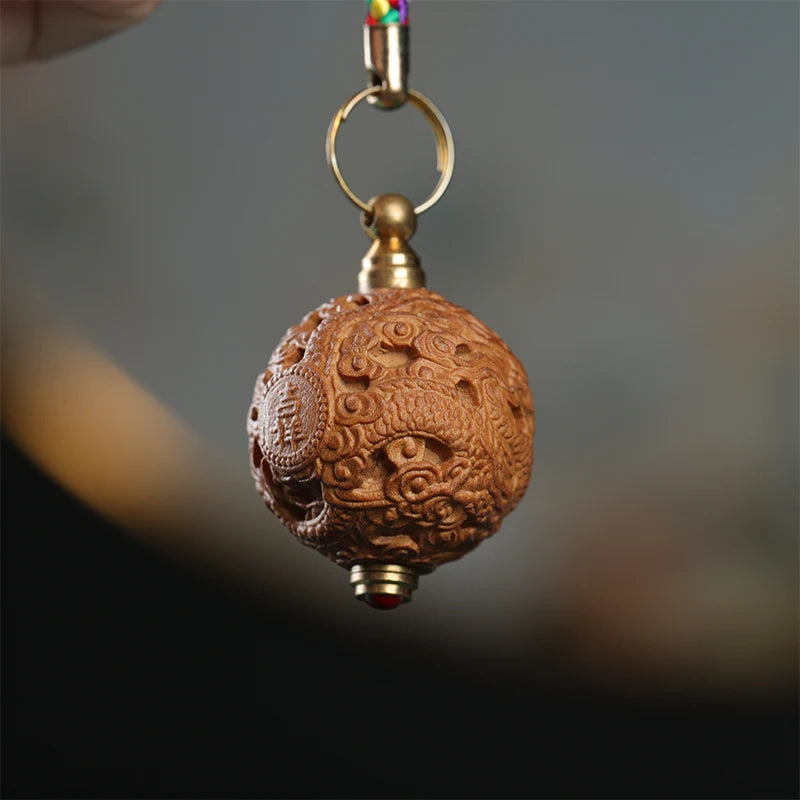 2cm Santalum Wood Bag Pendant Rich Lucky deduction Wood Statue Real Wood Feng Shui Collection Wood Sculpture