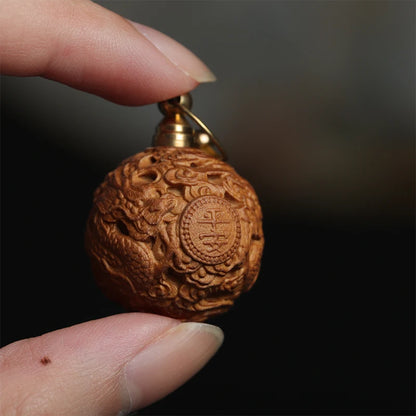 2cm Santalum Wood Bag Pendant Rich Lucky deduction Wood Statue Real Wood Feng Shui Collection Wood Sculpture