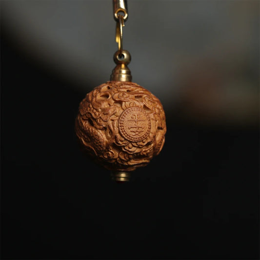 2cm Santalum Wood Bag Pendant Rich Lucky deduction Wood Statue Real Wood Feng Shui Collection Wood Sculpture