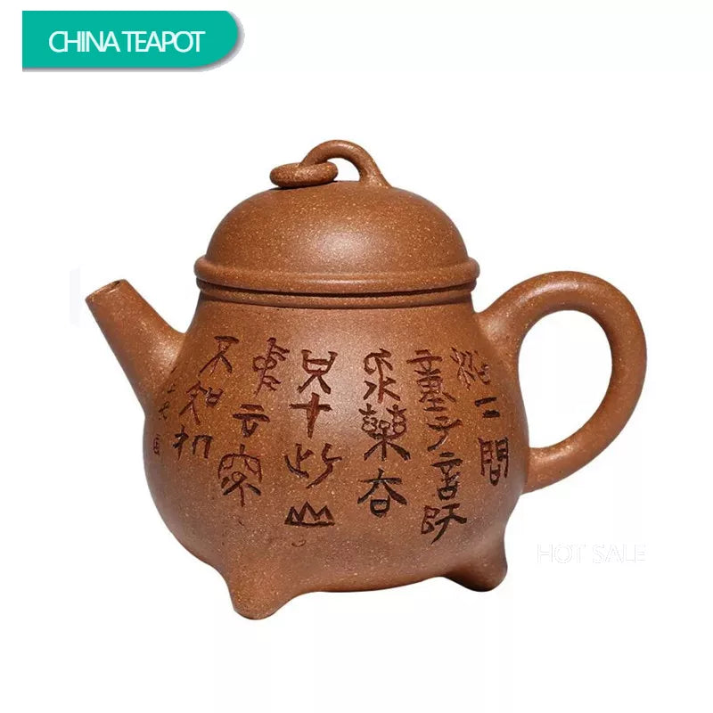 160ml High-end Yixing Purple Clay Teapot Famous Handmade Three-legged Tripod Tea Pot Kettle Chinese Zisha Tea Set Collection