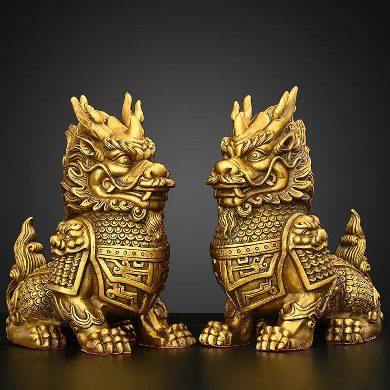 2pc/1pairs Pure Copper Lucky Unicorn Ornaments Home Entrance Office Desk Decoration Crafts