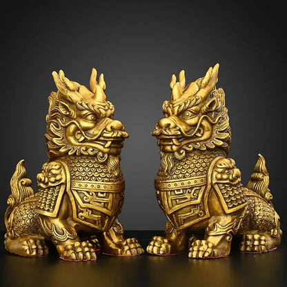 2pc/1pairs Pure Copper Lucky Unicorn Ornaments Home Entrance Office Desk Decoration Crafts