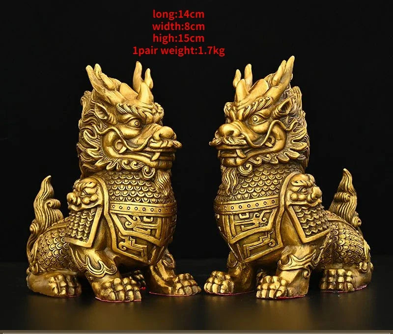 2pc/1pairs Pure Copper Lucky Unicorn Ornaments Home Entrance Office Desk Decoration Crafts