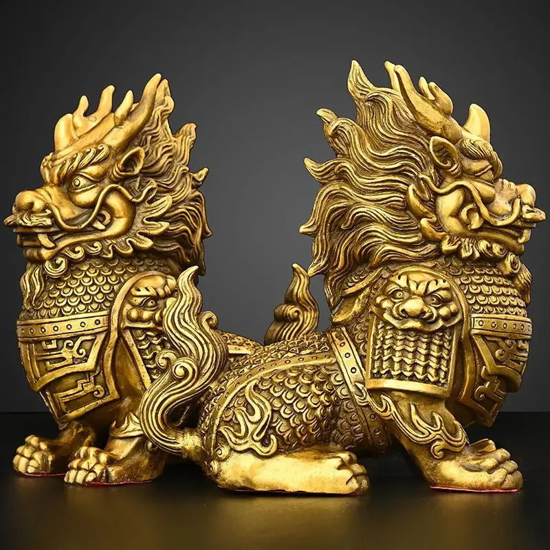 2pc/1pairs Pure Copper Lucky Unicorn Ornaments Home Entrance Office Desk Decoration Crafts