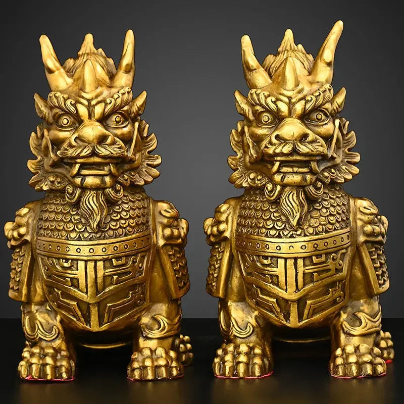 2pc/1pairs Pure Copper Lucky Unicorn Ornaments Home Entrance Office Desk Decoration Crafts
