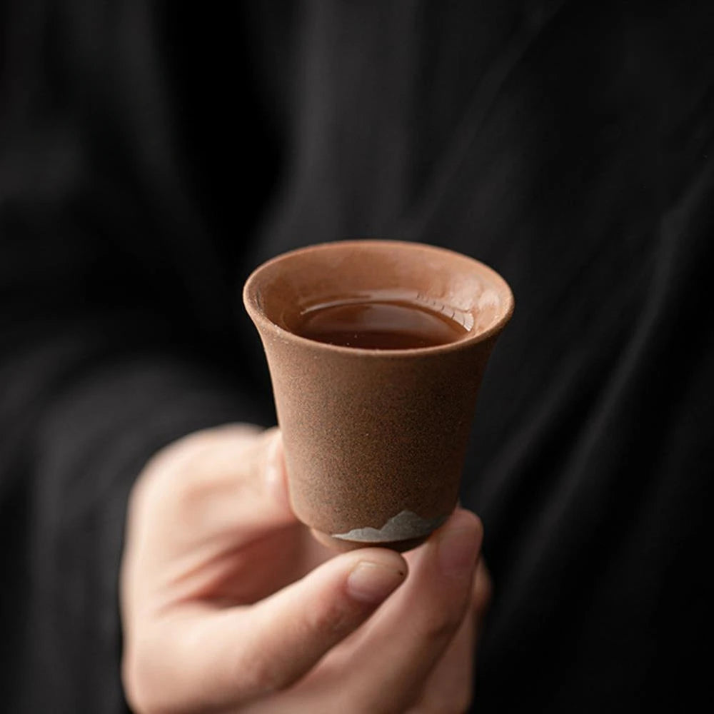 2pc/set 50ml Japanese Coarse Pottery Teacup Retro Small Water Jug Set of Cups Personal Cup Master Cups Tea Ceremony Collection