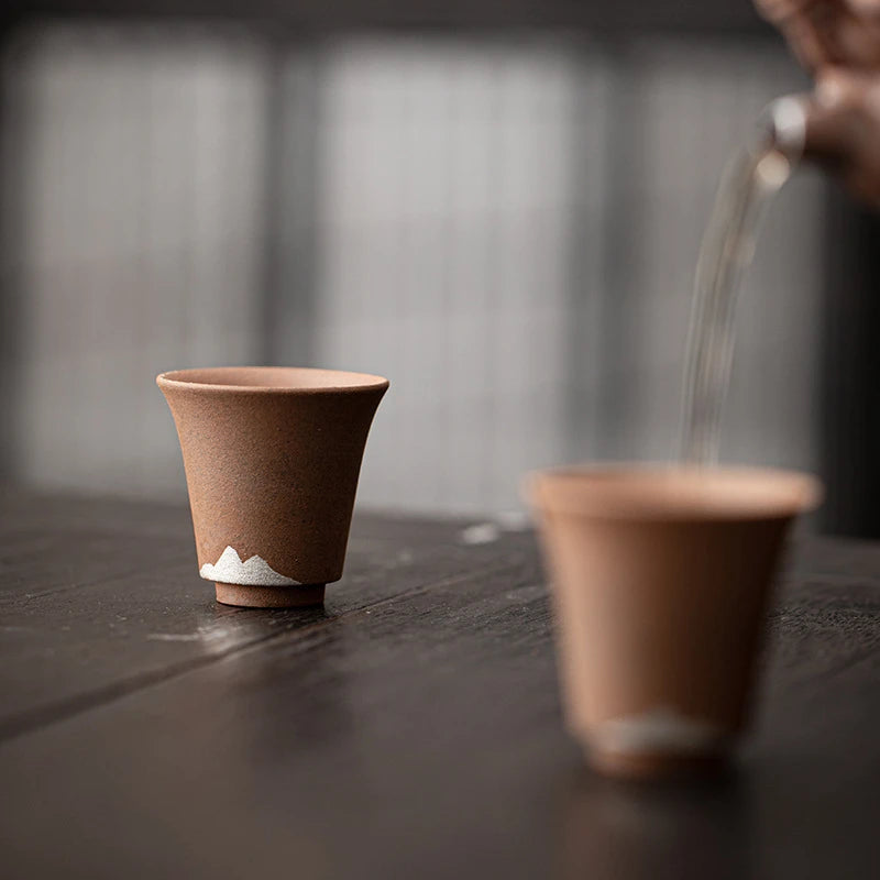 2pc/set 50ml Japanese Coarse Pottery Teacup Retro Small Water Jug Set of Cups Personal Cup Master Cups Tea Ceremony Collection