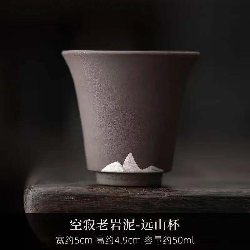 2pc/set 50ml Japanese Coarse Pottery Teacup Retro Small Water Jug Set of Cups Personal Cup Master Cups Tea Ceremony Collection