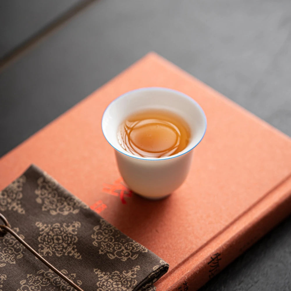 2pc/set Dehua White Porcelain Tea Cup Light Luxury Single Master Cup Ceramic Anti Scalding Small Tea Bowl Kung Fu Tea Set 45ml