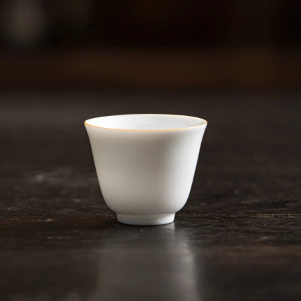 2pc/set Dehua White Porcelain Tea Cup Light Luxury Single Master Cup Ceramic Anti Scalding Small Tea Bowl Kung Fu Tea Set 45ml
