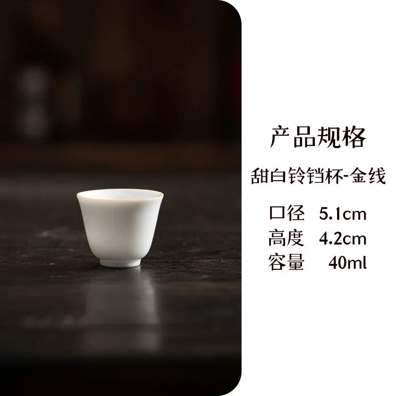 2pc/set Dehua White Porcelain Tea Cup Light Luxury Single Master Cup Ceramic Anti Scalding Small Tea Bowl Kung Fu Tea Set 45ml