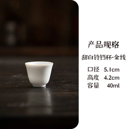 2pc/set Dehua White Porcelain Tea Cup Light Luxury Single Master Cup Ceramic Anti Scalding Small Tea Bowl Kung Fu Tea Set 45ml