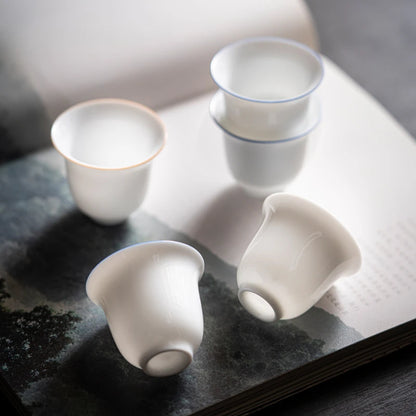 2pc/set Dehua White Porcelain Tea Cup Light Luxury Single Master Cup Ceramic Anti Scalding Small Tea Bowl Kung Fu Tea Set 45ml