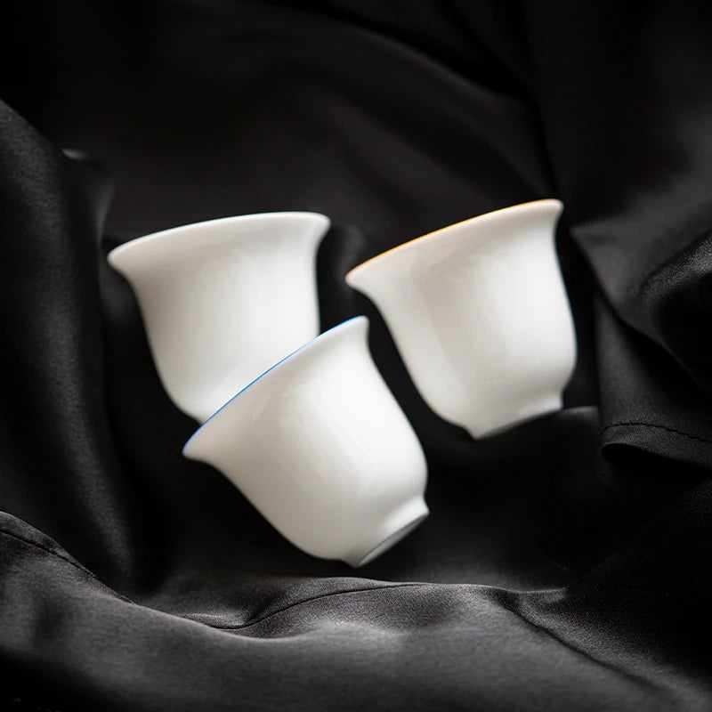 2pc/set Dehua White Porcelain Tea Cup Light Luxury Single Master Cup Ceramic Anti Scalding Small Tea Bowl Kung Fu Tea Set 45ml