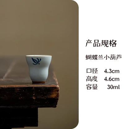 2pc/set Hand-painted Orchid Ceramic Teacup Japanese Mug Jug Tea Cup Set Sample Teacup Master Cups Personal Cup Cafes Teaware