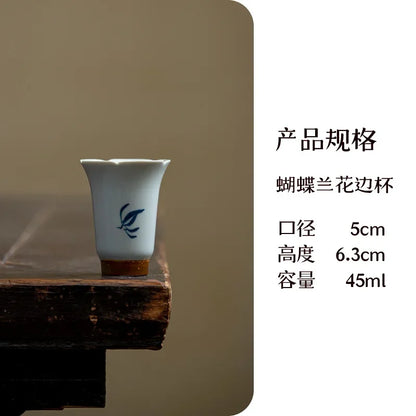 2pc/set Hand-painted Orchid Ceramic Teacup Japanese Mug Jug Tea Cup Set Sample Teacup Master Cups Personal Cup Cafes Teaware