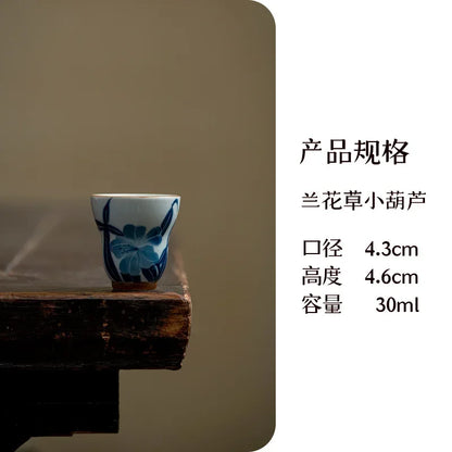 2pc/set Hand-painted Orchid Ceramic Teacup Japanese Mug Jug Tea Cup Set Sample Teacup Master Cups Personal Cup Cafes Teaware
