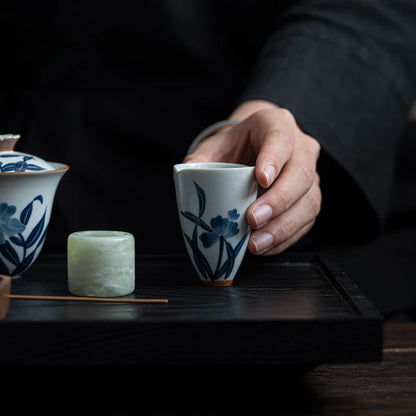 2pc/set Hand-painted Orchid Ceramic Teacup Japanese Mug Jug Tea Cup Set Sample Teacup Master Cups Personal Cup Cafes Teaware