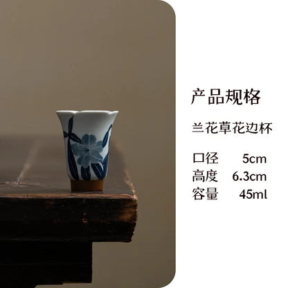 2pc/set Hand-painted Orchid Ceramic Teacup Japanese Mug Jug Tea Cup Set Sample Teacup Master Cups Personal Cup Cafes Teaware