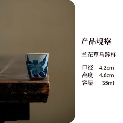 2pc/set Hand-painted Orchid Ceramic Teacup Japanese Mug Jug Tea Cup Set Sample Teacup Master Cups Personal Cup Cafes Teaware