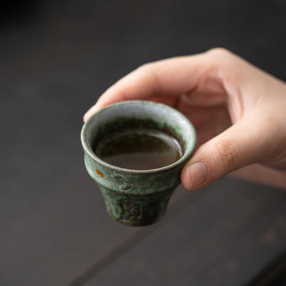 2pc/set Handmade Peacock Blue Teacup Luxury Sprinkled Gold Beautiful Tea Cup Tea Bowl Fragrance Cup Teaware Supplies Gift 50ml