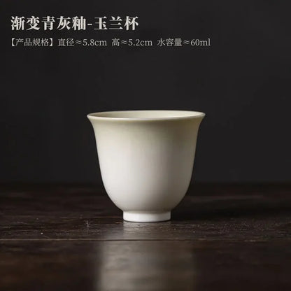 2pc/set Retro Bluish Grey Glazed Teacup Traditional Thin Body Small Jug Single Cups Personal Cup Fragrance Cup Cha Craft 60ml