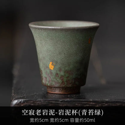 2pc/set Retro Bronze Glaze Teacup Zen Sprinkle Gold Tea Pair Jug Old Rock Mud Fragrance Smelling Cup Tableware Ornaments 50ml