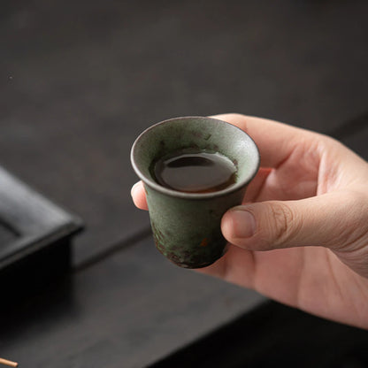 2pc/set Retro Bronze Glaze Teacup Zen Sprinkle Gold Tea Pair Jug Old Rock Mud Fragrance Smelling Cup Tableware Ornaments 50ml