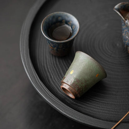 2pc/set Retro Bronze Glaze Teacup Zen Sprinkle Gold Tea Pair Jug Old Rock Mud Fragrance Smelling Cup Tableware Ornaments 50ml