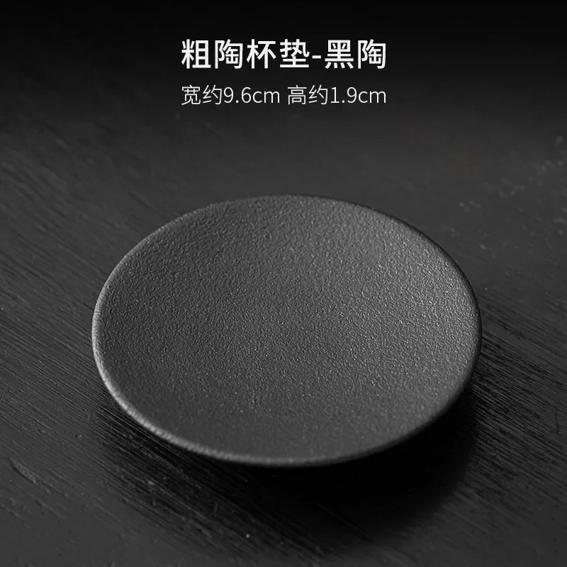 2pc/set Retro Coarse Pottery Coasters Elegant Teacup Base for Coffee Cups Household Heat Insulation Placemats Drinkware Craft
