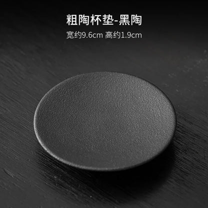2pc/set Retro Coarse Pottery Coasters Elegant Teacup Base for Coffee Cups Household Heat Insulation Placemats Drinkware Craft